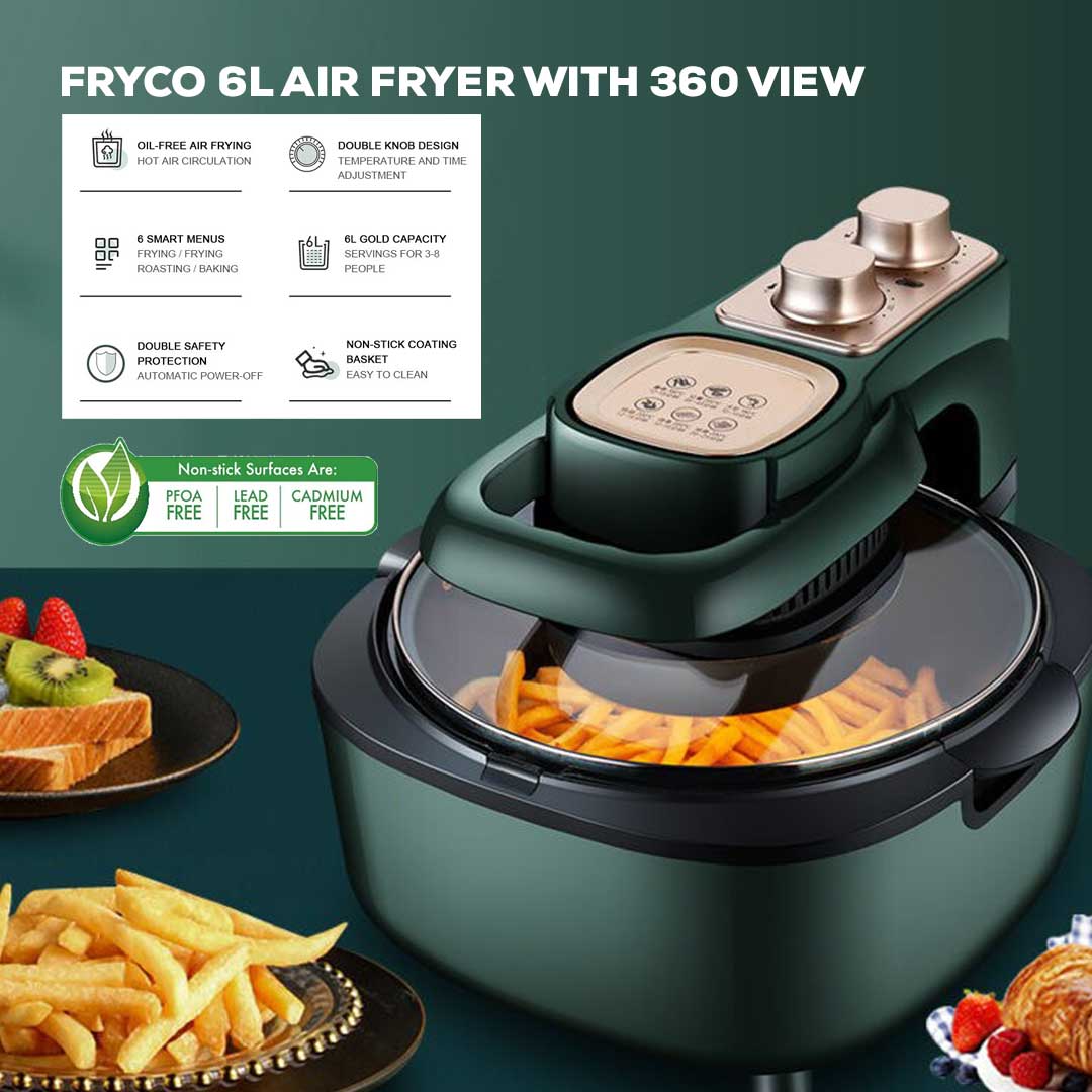 FRYCO 6.5-LITER AIR FRYER WITH 360 VIEW