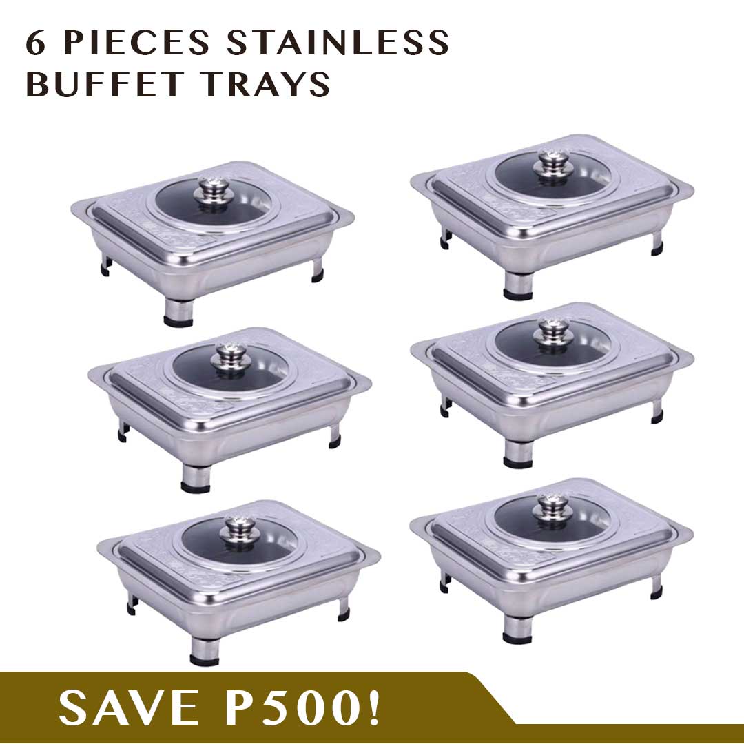 6 Pieces Stainless Buffet Trays